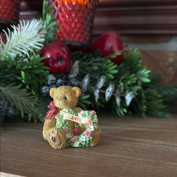Enesco Cherished Teddies Brown and Red July Holiday Decor Accent Collectible - Picture 1 of 5